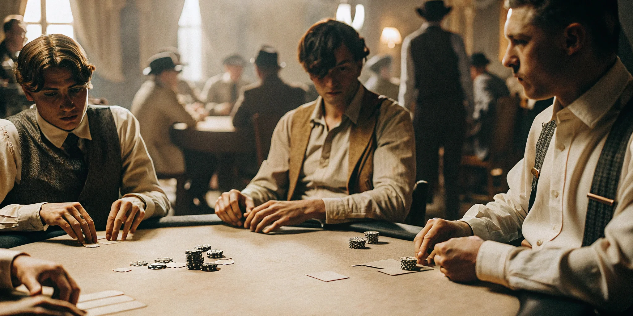 Spannende pokerspelers aan tafel in een strategisch duel.